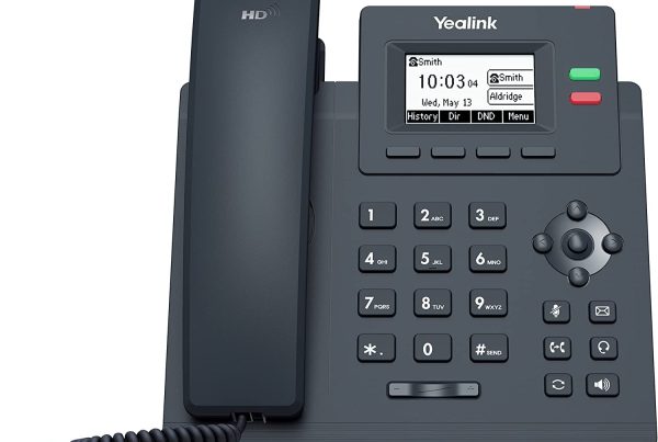Yealink T33G desk phone with a display screen, keypad, and function buttons, ideal for speed dial setup.