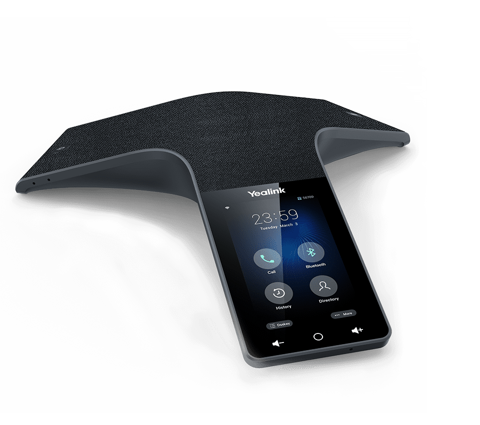 A Yealink CP965 conference phone on a gray background.