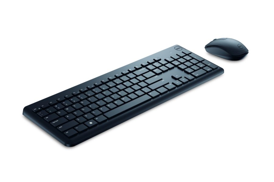 Dell KM3322 wireless keyboard and mouse combo in sleek black design, ideal for multi-device office and home productivity setups.
