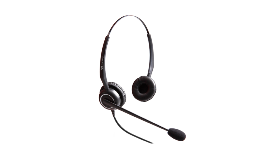 VT Headset Audio Comparison – VT5000 Stereo Headset with dual earpieces and noise-canceling microphone for professional use.