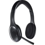 Black Logitech Wireless Headset H800 featuring a padded headband, foam ear cushions, a flexible noise-canceling microphone boom arm, and integrated on-ear controls against a plain white background.