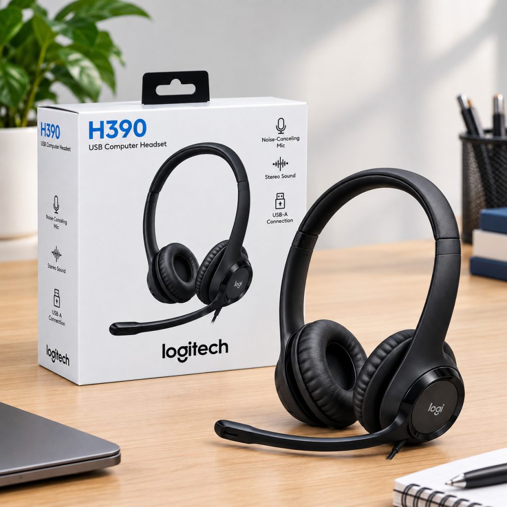 Logitech H390 USB Headset Noise-Canceling Microphone - Black