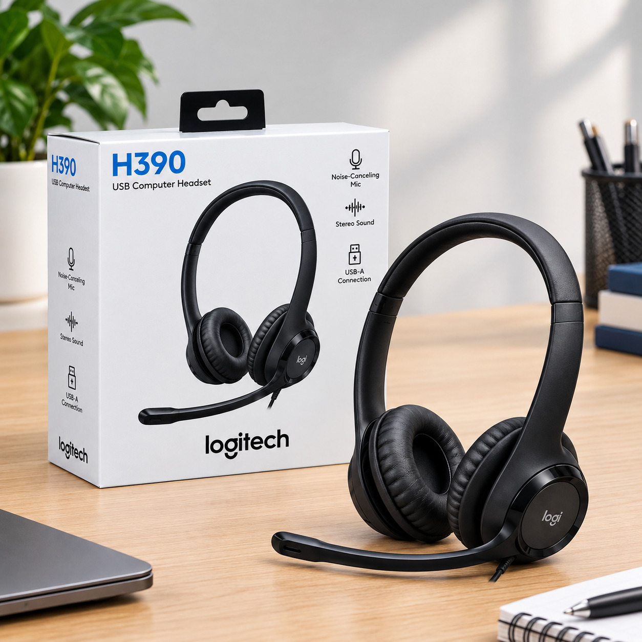Logitech H390 USB Headset Noise-Canceling Microphone - Black
