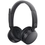 Black Dell Pro WL5022 wireless business headset powered by Poly, featuring cushioned ear pads and a fold-up boom microphone.